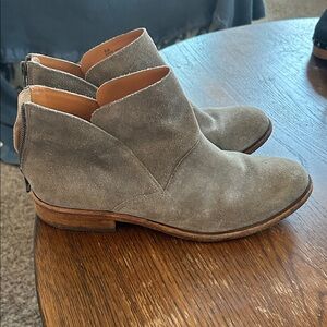 Kork-Ease Gray Suede Ankle Boots